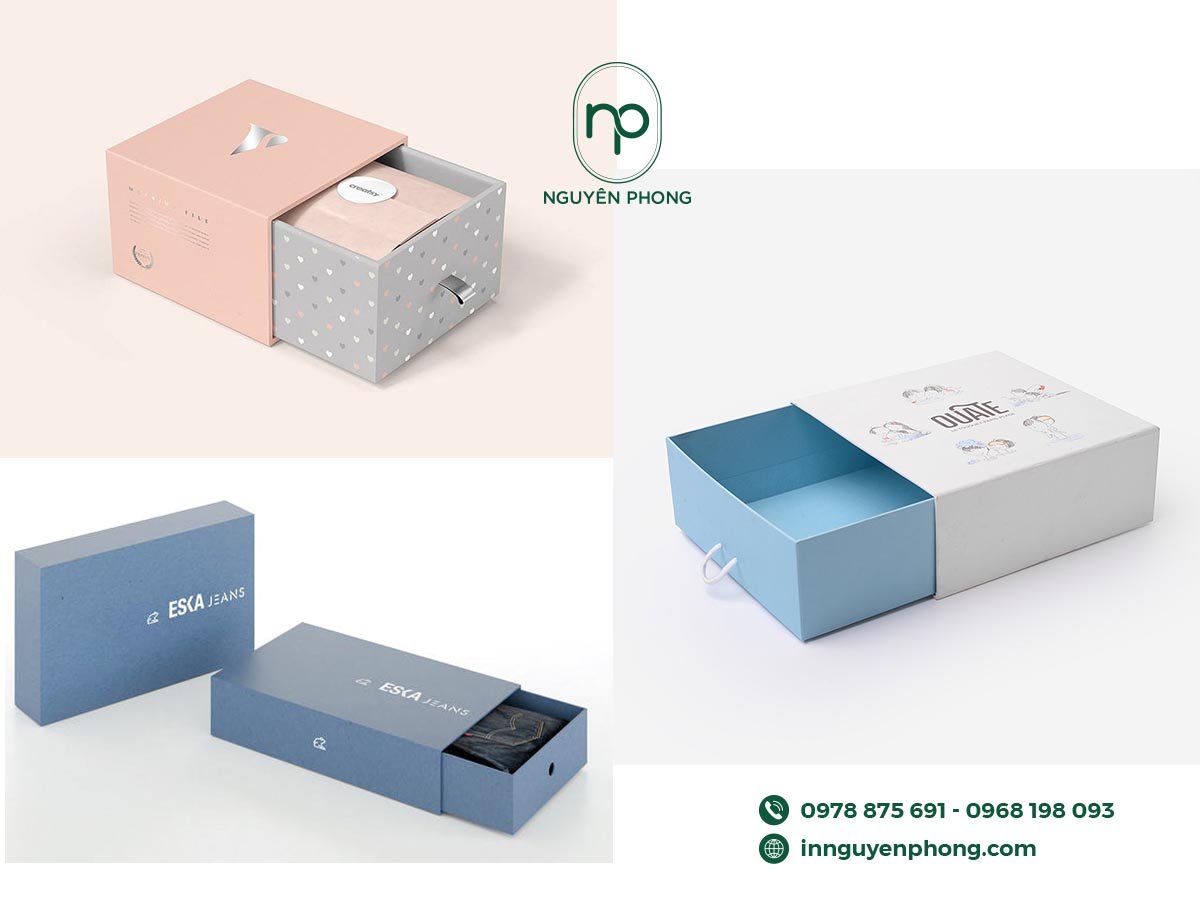 In hộp giấy đựng quần áo dạng rút đẹp mắt